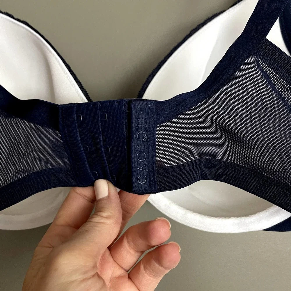 NWOT Cacique Modern Lace Lightly Lined Full Coverage‎ Bra in New Navy Blue 38C
